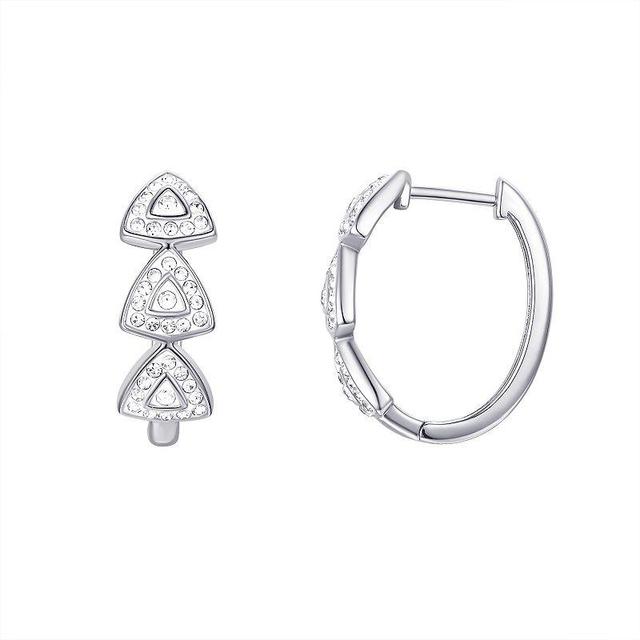 Chrystina Crystal Triangle Halo Hoop Earrings, Womens, Silver Tone Product Image