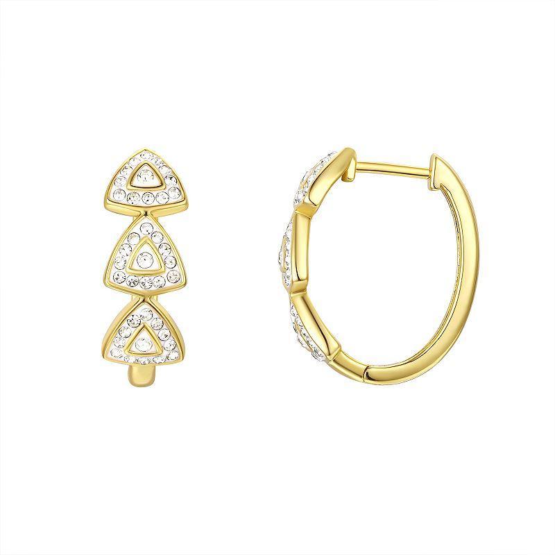 Chrystina Crystal Triangle Halo Hoop Earrings, Womens, Gold Tone Product Image