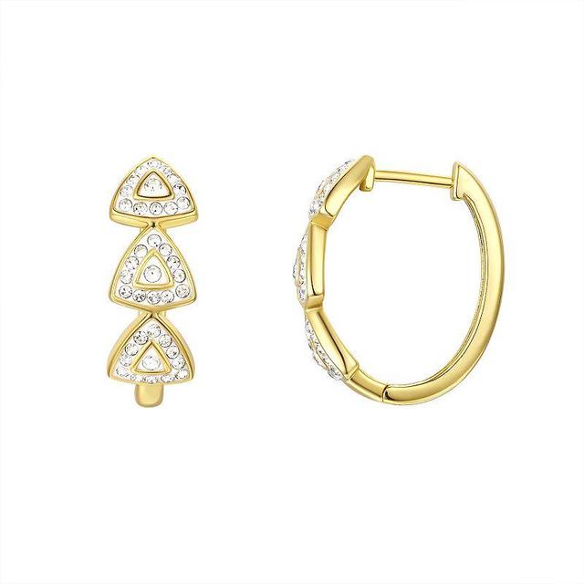 Chrystina Crystal Triangle Halo Hoop Earrings, Womens, Gold Tone Product Image