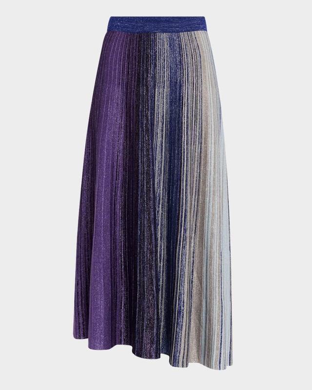 Asymmetric Ombre Shimmer Knit Maxi Skirt Product Image