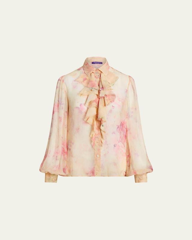 Womens Dylon Floral Silk Chiffon Blouse Product Image