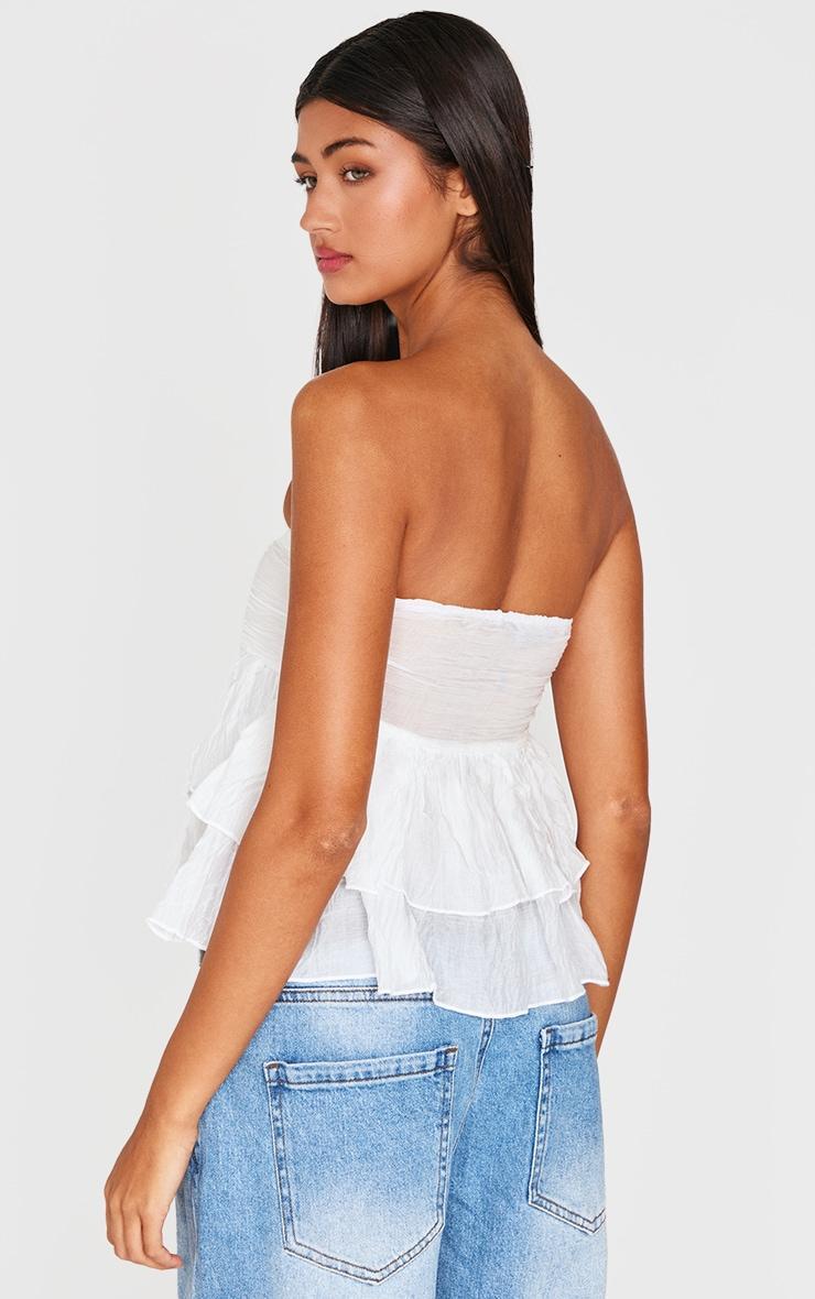 White Sheer Cotton Tiered Crop Top Product Image