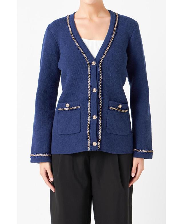 Womens Chain Trim Cardigan Product Image