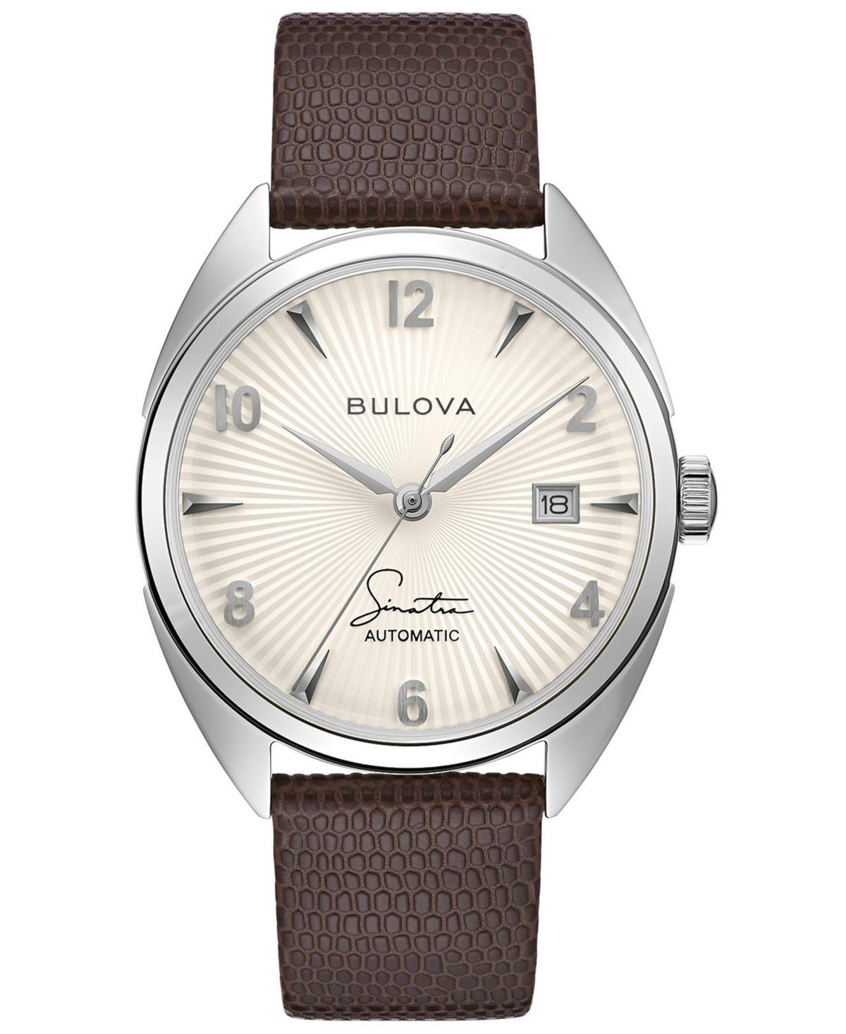 Bulova Mens Frank Sinatra Automatic Brown Leather Strap Watch 39mm Product Image