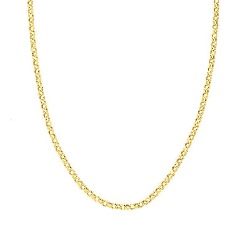 14k Gold Hollow Rolo Chain Necklace, Womens Product Image