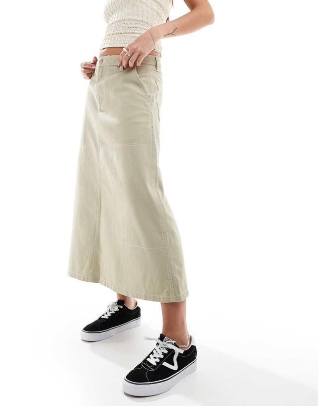 Vans Codey long flare utility skirt in beige Product Image