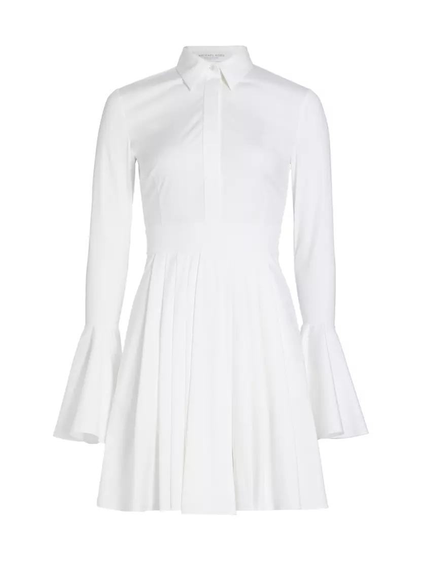 Poplin Flare-Sleeve Shirtdress Product Image