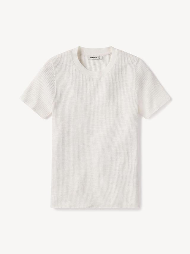 Soft White Coastal Linen Rib Tee Product Image