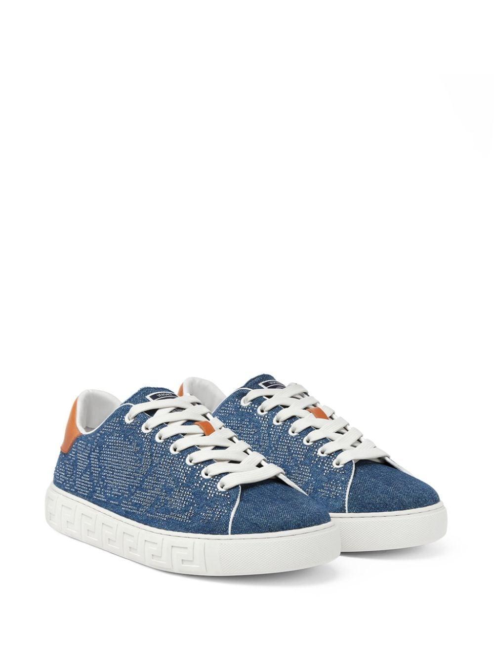 Greca Denim Sneakers In Blue Product Image