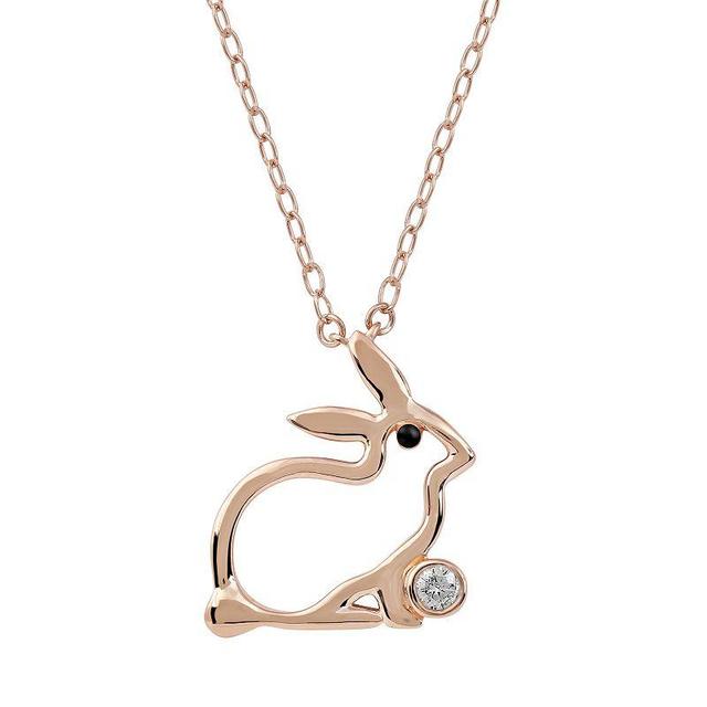 DeCouer Diamond Accent Rabbit Pendant Necklace, Womens Rose Gold Tone Product Image