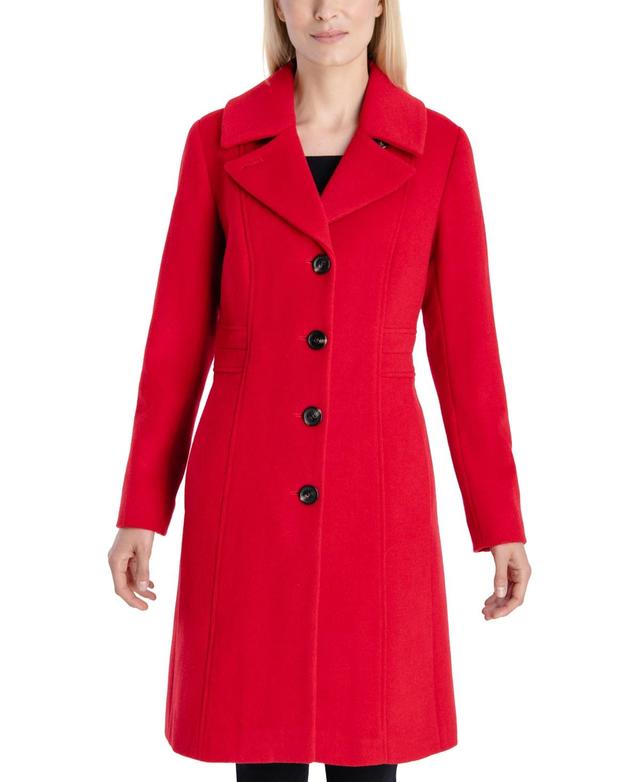 Anne Klein Womens Single-Breasted Wool Blend Walker Coat, Created for Macys Product Image