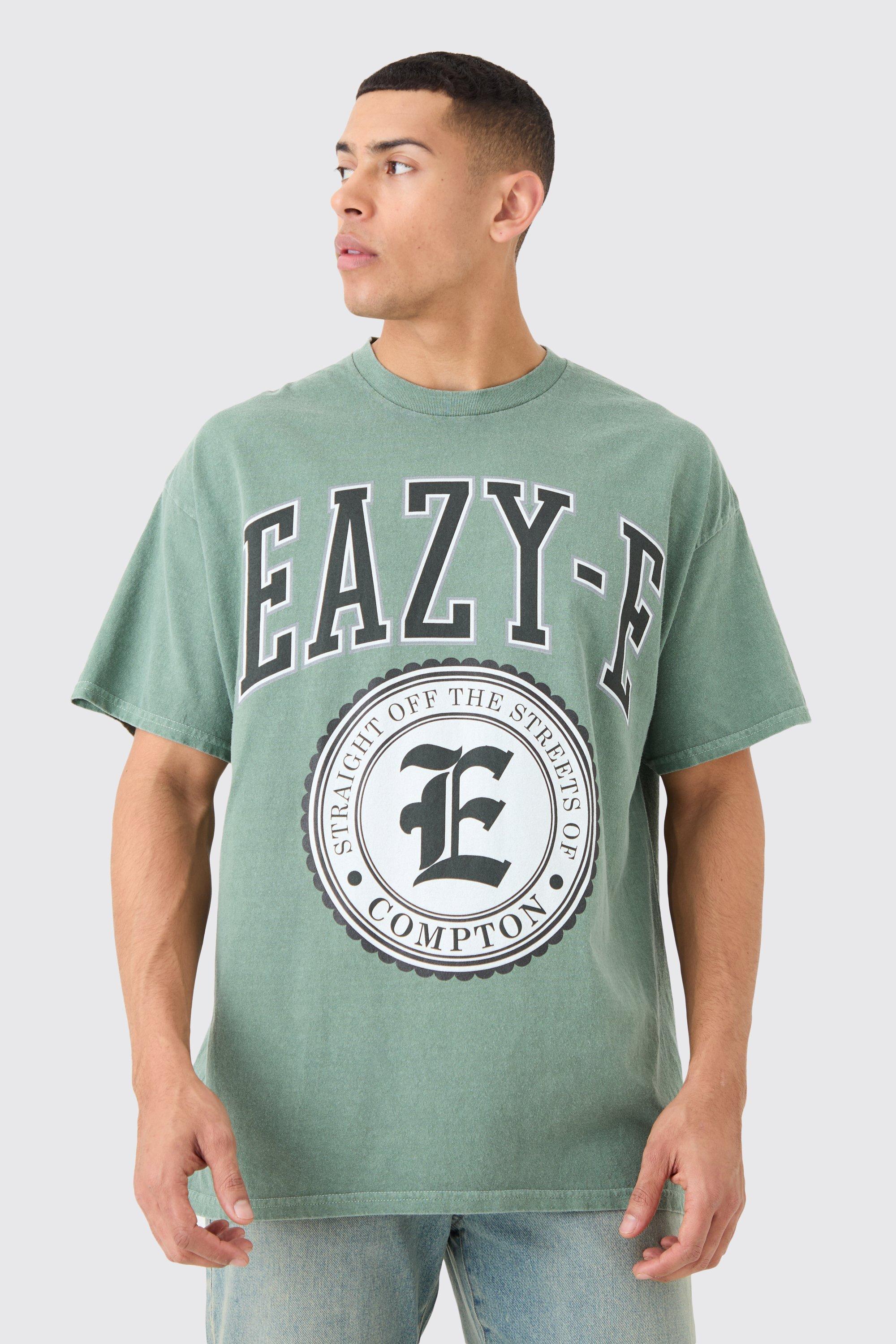 Mens Green Oversized Easy E Wash License T-shirt, Green Product Image