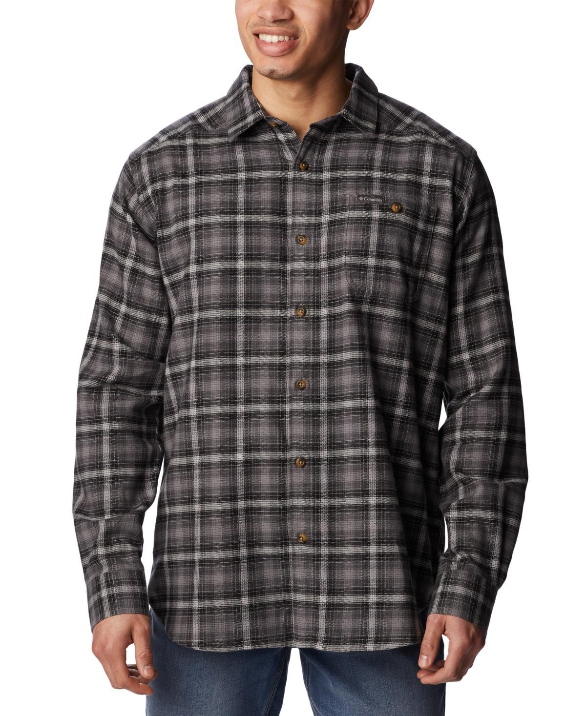 Mens Columbia Cornell Woods Flannel Shirt Dark Grey Tartan Product Image