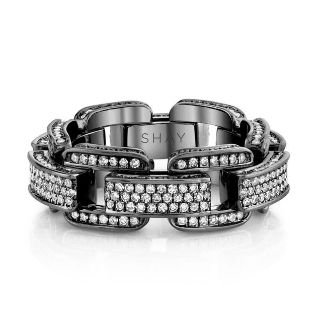 MEN'S DIAMOND PAVE DECO LINK RING Male Product Image