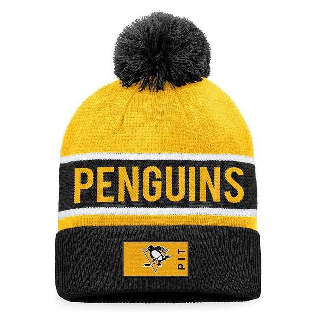 Mens Fanatics Branded /Gold Pittsburgh Penguins Authentic Pro Rink Cuffed Knit Hat with Pom Product Image