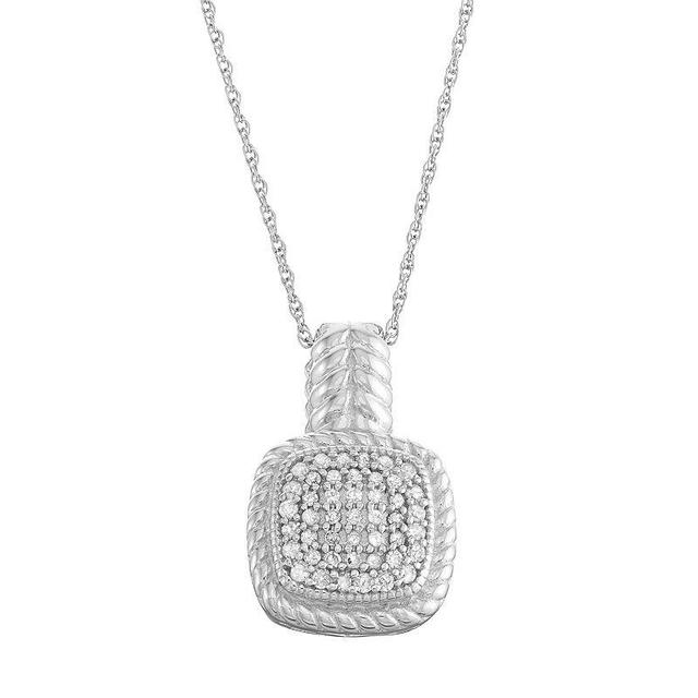 Jewelexcess Sterling Silver 1/4 Carat T.W. Diamond Cushion Pendant, Womens White Product Image