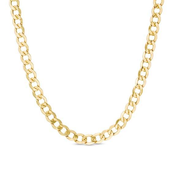 Men's 7.0mm Curb Chain Necklace in Hollow 14K Gold - 26" Product Image