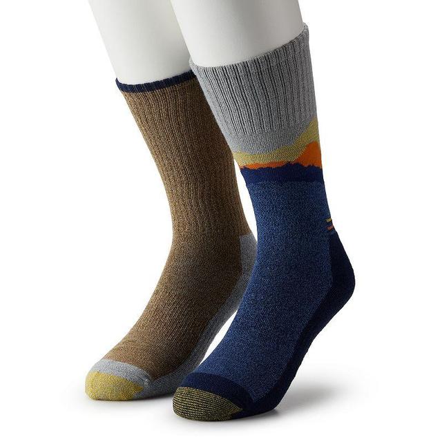 Mens GOLDTOE 2-Pack Horizon Textured Crew Socks Blue Horizon Product Image