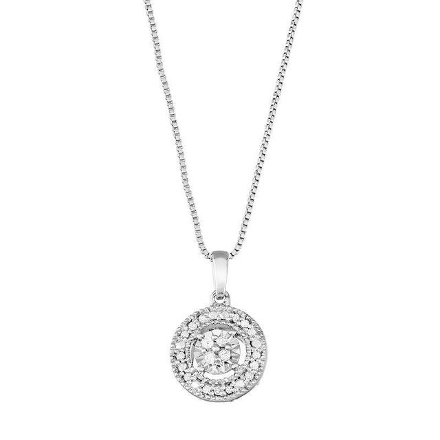 Sterling Silver 1/10 Carat T.W. Diamond Circle Pendant, Womens Product Image