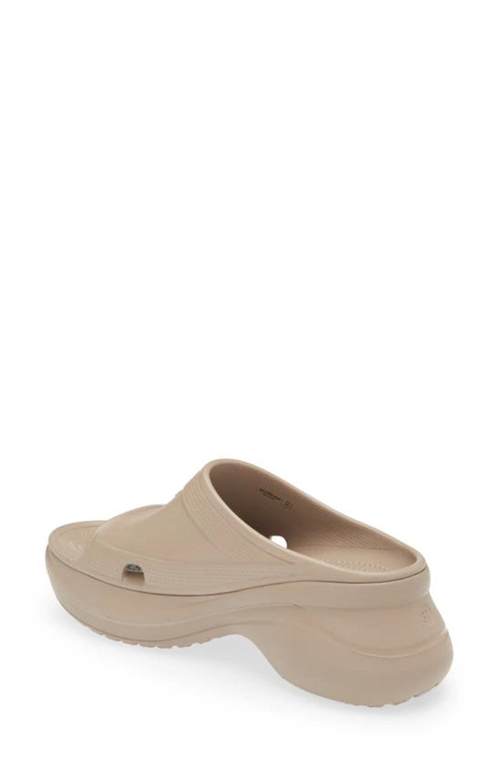 BALENCIAGA + Crocs Pool Perforated Rubber Slides In Beige Product Image