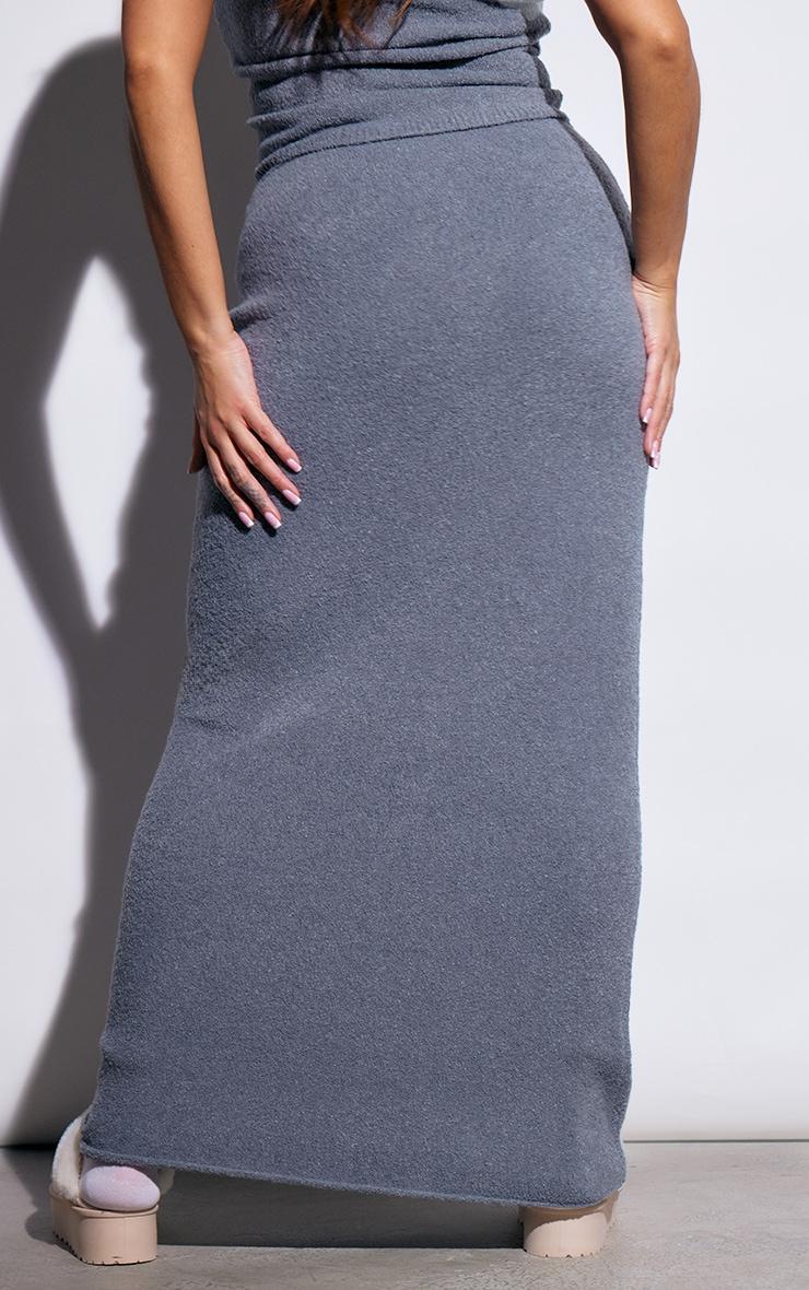 Plus Grey Brushed Knitted Maxi Skirt Product Image