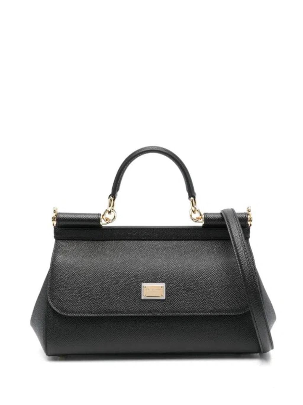 Medium Sicily Leather Tote Bag In Black product image