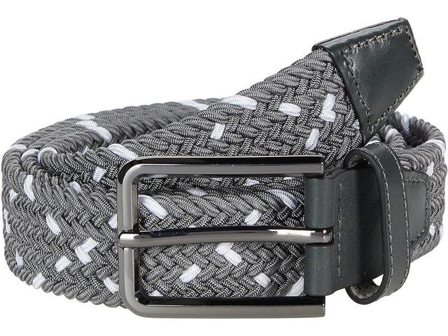 Johnston & Murphy Leather Woven Belt White) Men's Belts Product Image