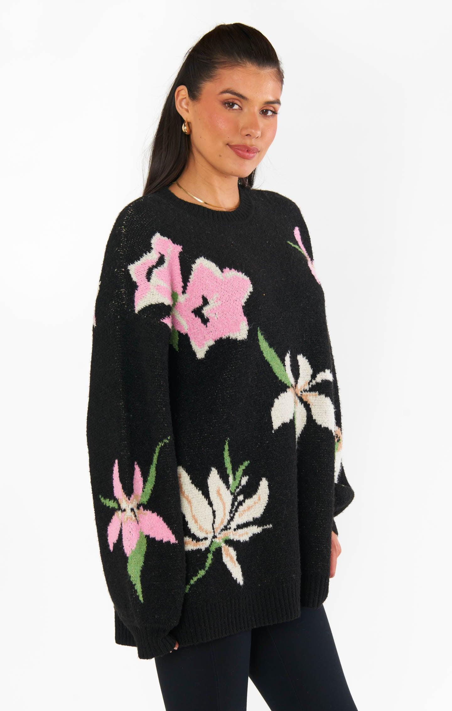 Summit Sweater ~ Dark Floral Knit Product Image