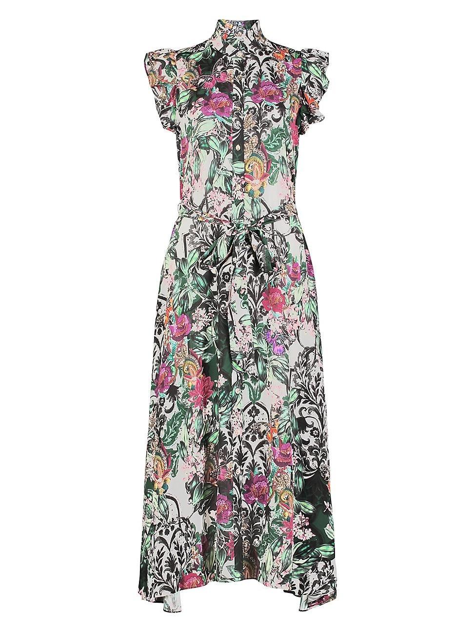 Womens Sadie Floral Crpe De Chine Sleeveless Midi-Dress Product Image