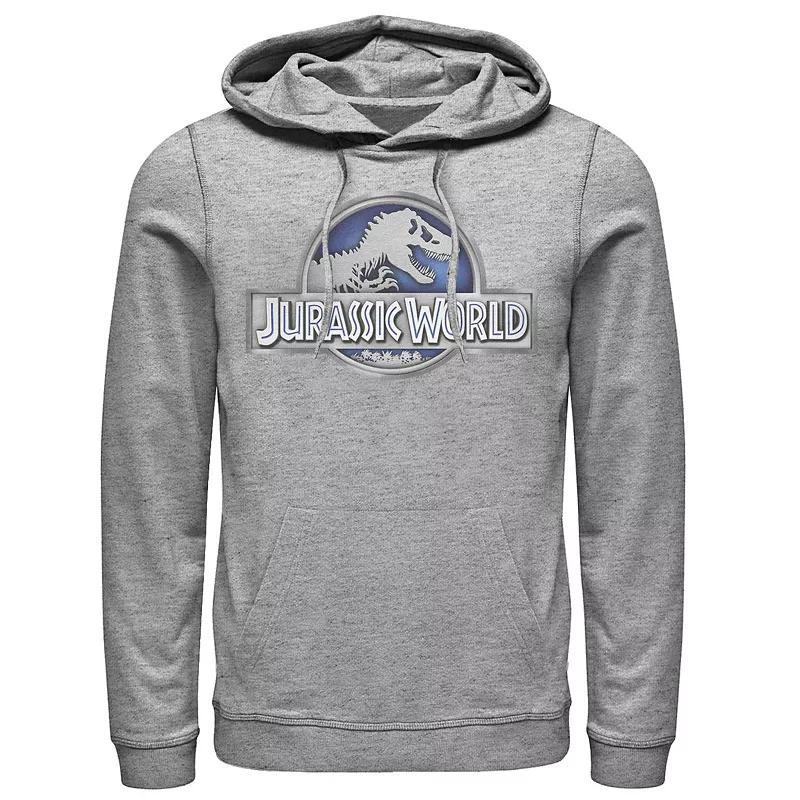 Mens Jurassic World Classic Metal Coin Logo Graphic Pullover Hoodie Blue Product Image