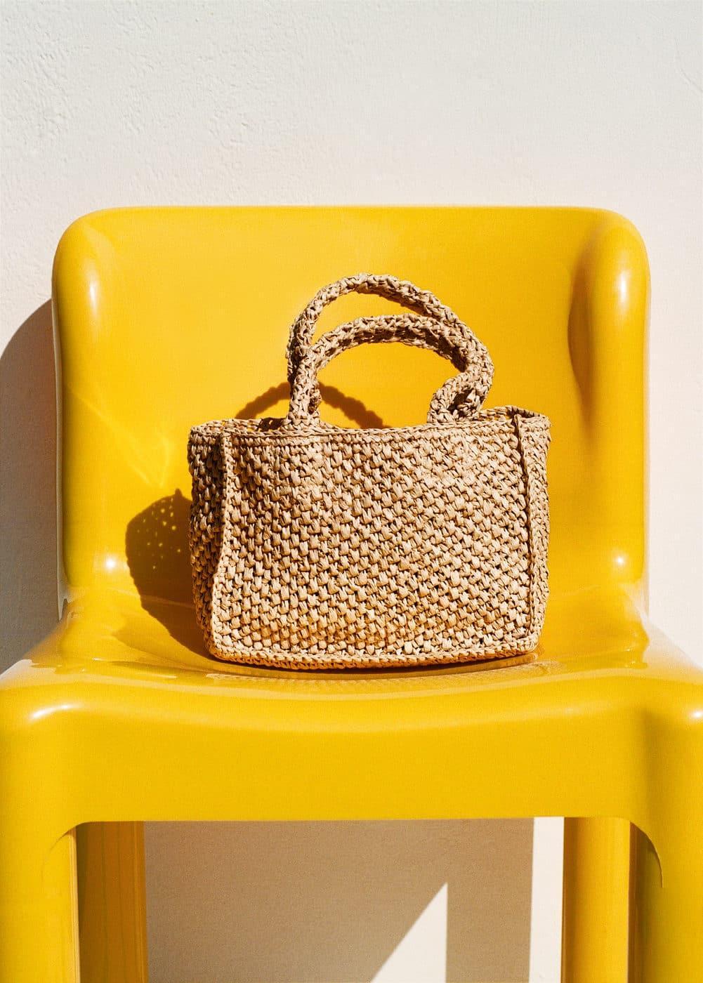 MANGO - Raffia-effect shoulder bag - One size - Women Product Image