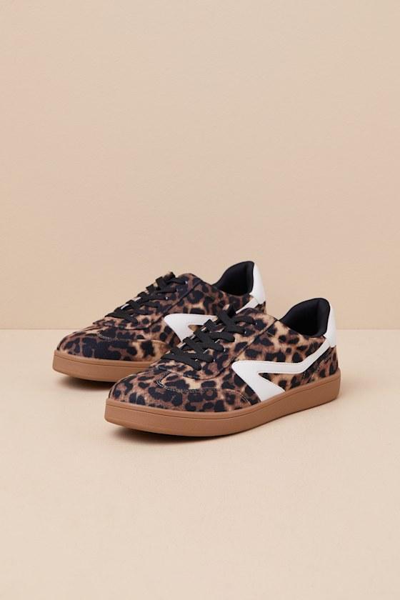 Voyage Leopard Color Block Lace-Up Sneakers Product Image