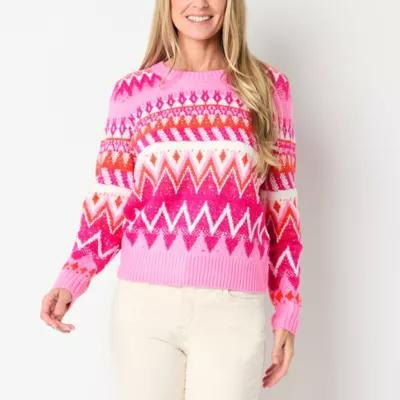 St. John's Bay Womens Crew Neck Long Sleeve Pullover Sweater Product Image