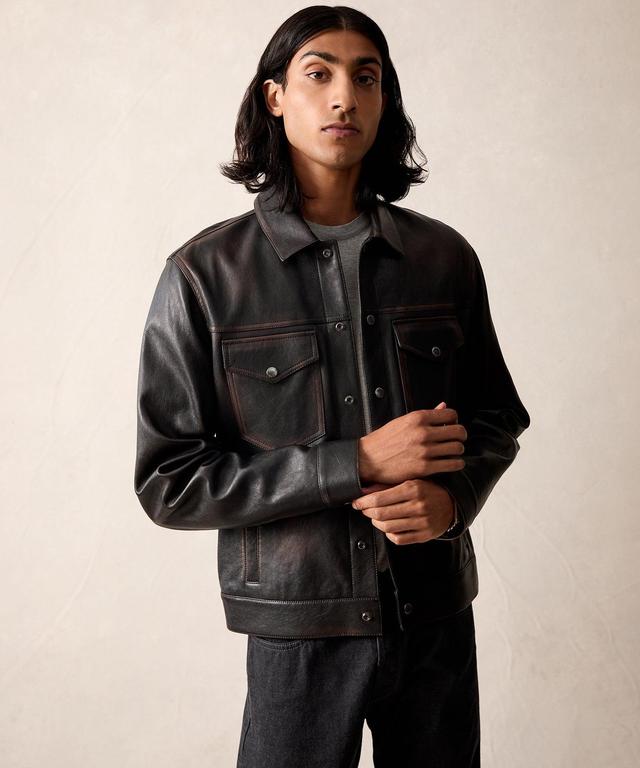 Italian Burnished Leather Dylan Jacket Product Image