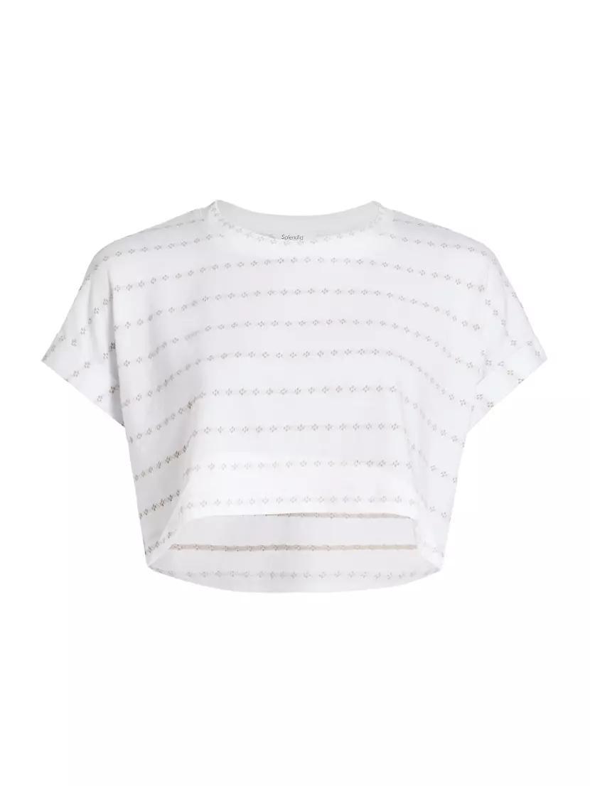 Skyler Striped Cotton-Blend Crop T-Shirt Product Image