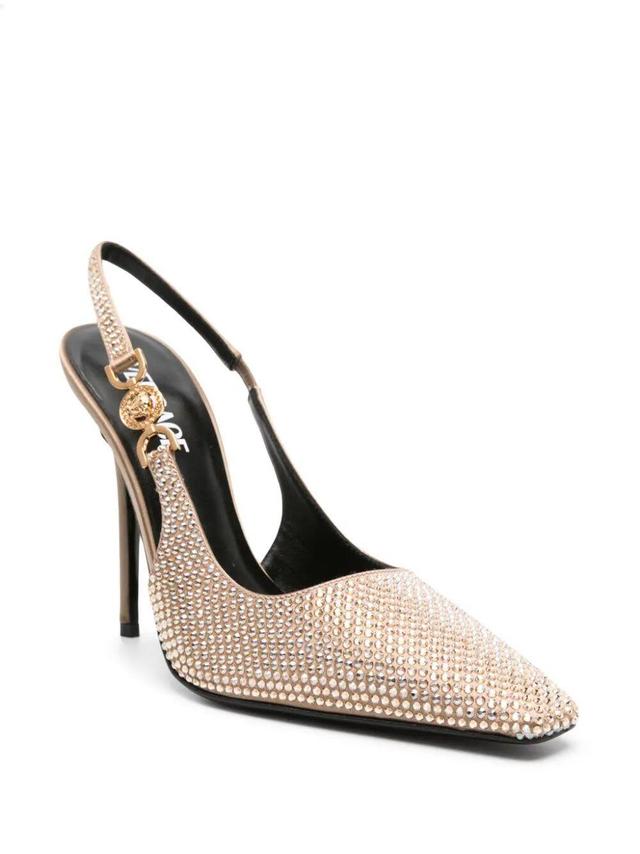 Crystal Stiletto Slingback Pumps In Beige Product Image