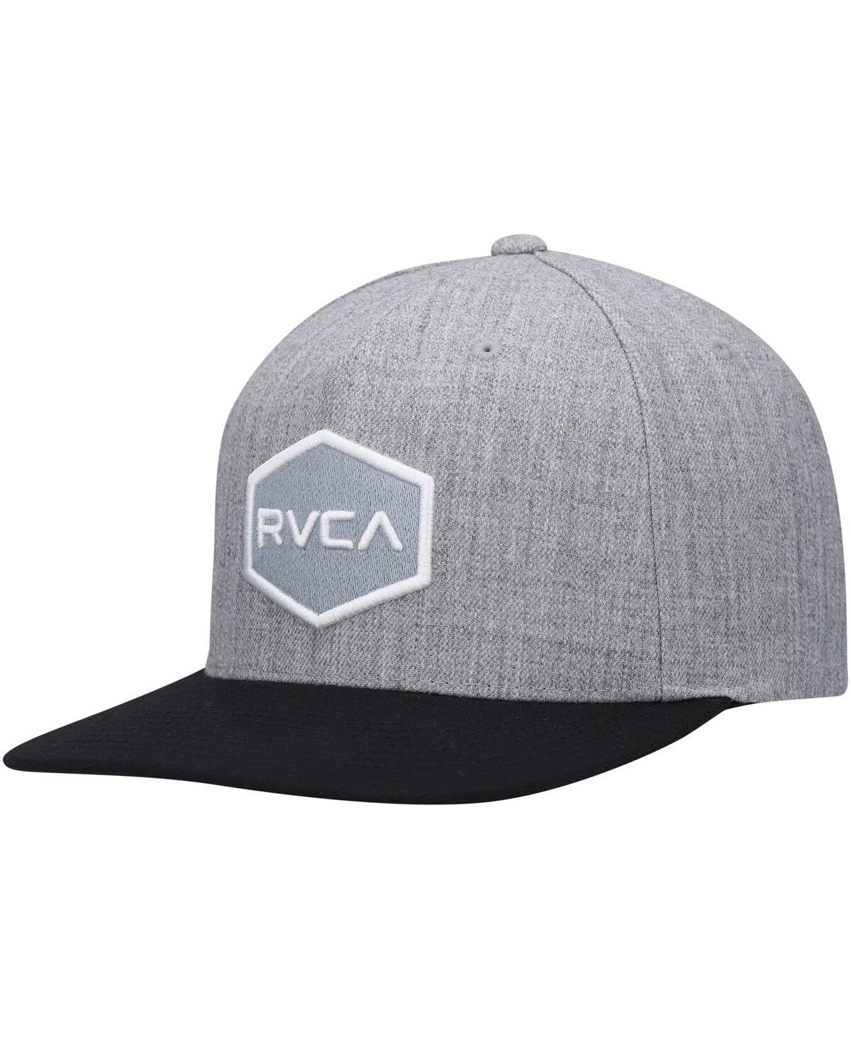 Mens Rvca Heather Gray and Black Commonwealth Snapback Hat Product Image