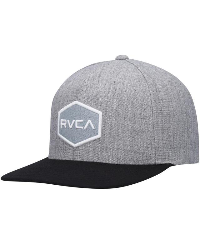 Mens Rvca Heather Gray and Black Commonwealth Snapback Hat - Heather Gray Product Image