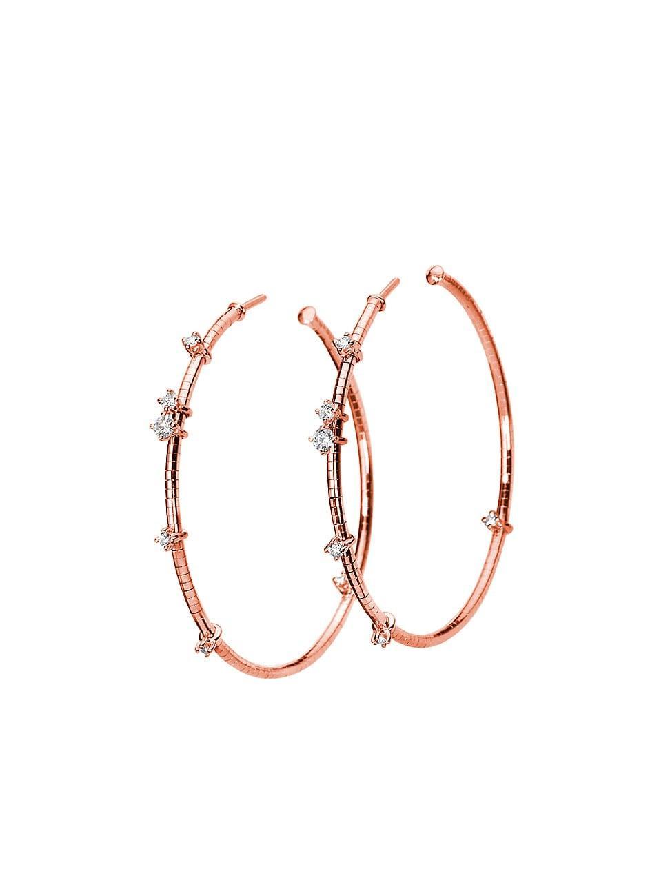 Womens Rugiada Diamanti 18K Rose Gold, Titanium, & Diamond Hoop Earrings/1.5 Product Image