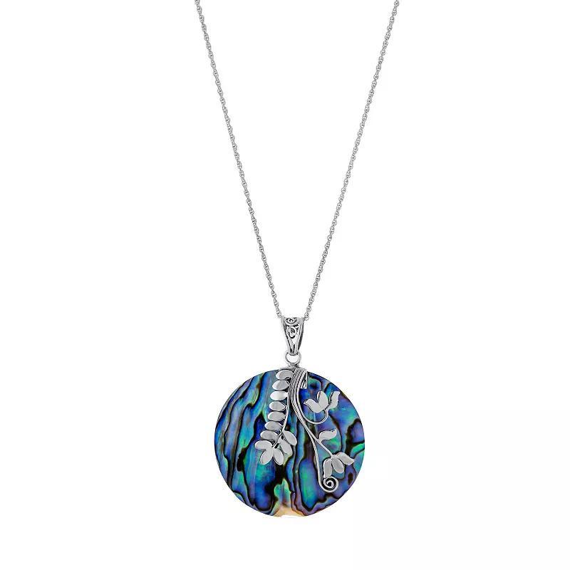 Athra NJ Inc Sterling Silver Abalone Leaves Pendant Necklace, Womens Product Image