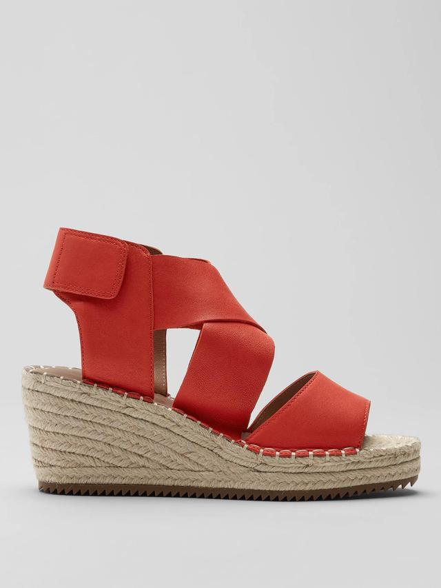 EILEEN FISHER Willow Tumbled Leather Wedge Espadrillefemale Product Image