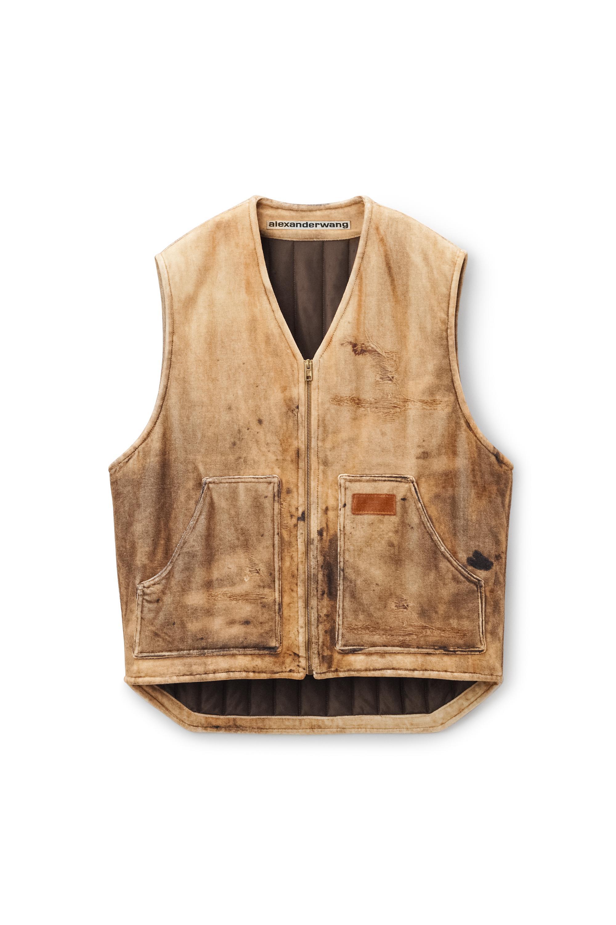 Oversize Vest In Workwear Trompe-l'oeil-print Velour Product Image