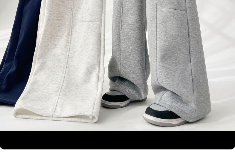 High Rise Plain Wide Leg Sweatpants (Various Designs) Product Image