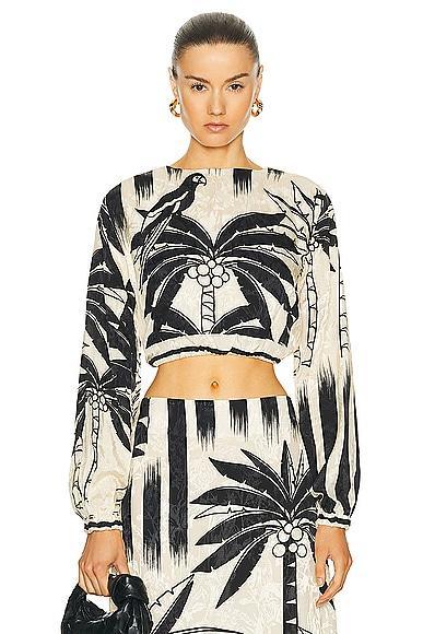 Johanna Ortiz - Desert Palms Jacquard Crop Top - Black/whiteModa Operandi Product Image