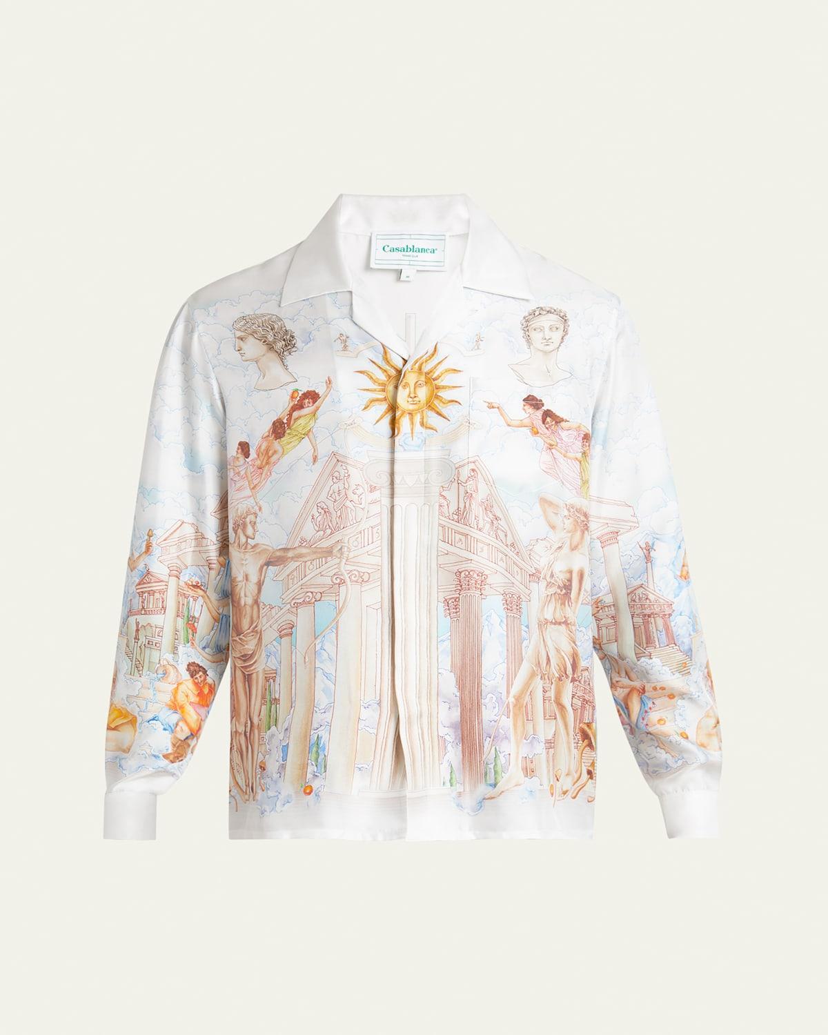 Mens Greek Temple du Savoir Silk Camp Shirt Product Image