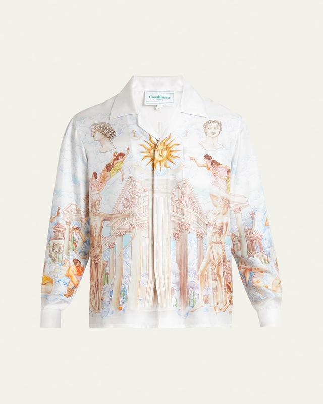 Mens Greek Temple du Savoir Silk Camp Shirt Product Image