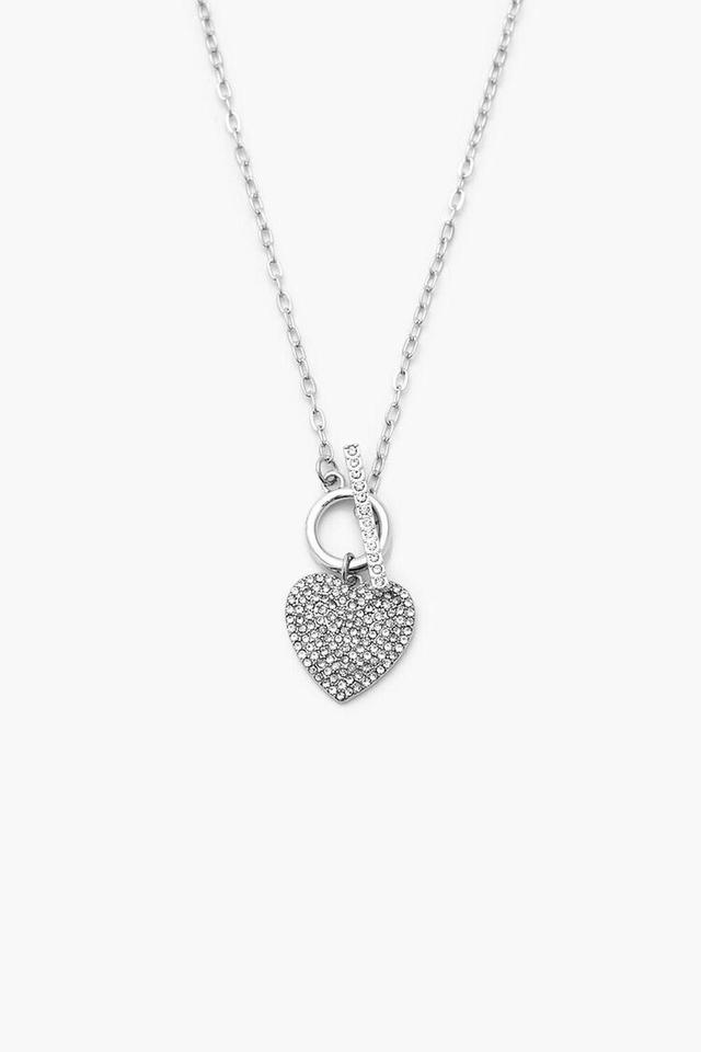 Rhinestone Heart Charm Necklace | Forever 21 Product Image