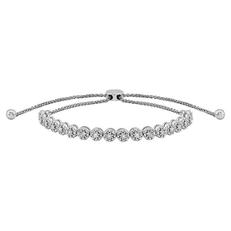 Sterling Silver 1/10 Carat T.W. Diamond Adjustable Tennis Bracelet, Womens Product Image