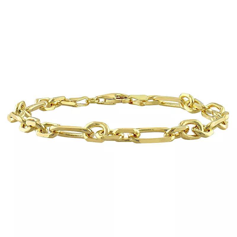 Stella Grace Mens Sterling Silver 6 mm Figaro Chain Bracelet Gold Tone Product Image