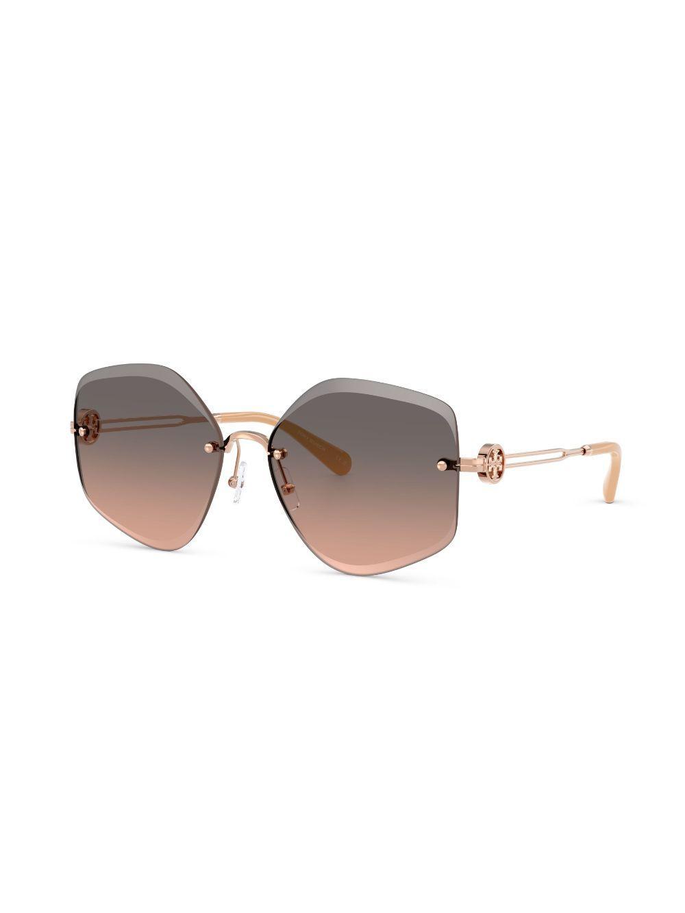 TORY BURCH Geometric-frame Sunglasses In Light Brown Gradient Grey Product Image